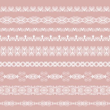 Pembe arka planda beyaz kenarlık kümesi