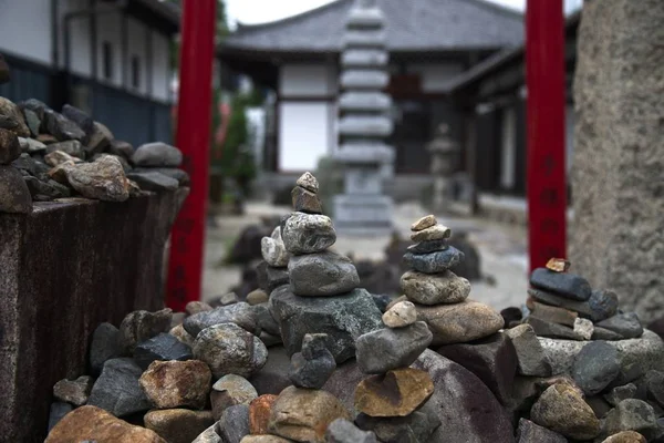 Stacked rocks in Kyoto, Japan.