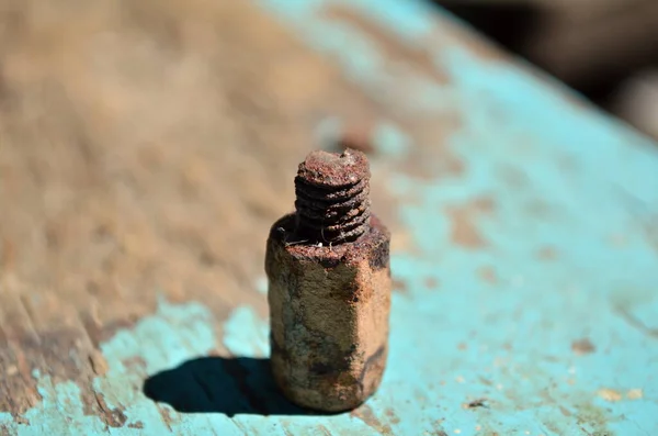 Foto Del Viejo Perno Del Colector Escape Roto —  Fotos de Stock