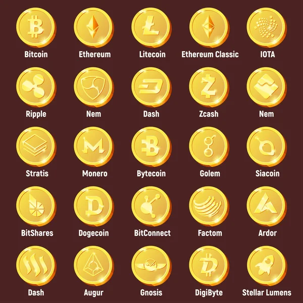 Büyük cripto para birimi logo sikkeleri ayarla