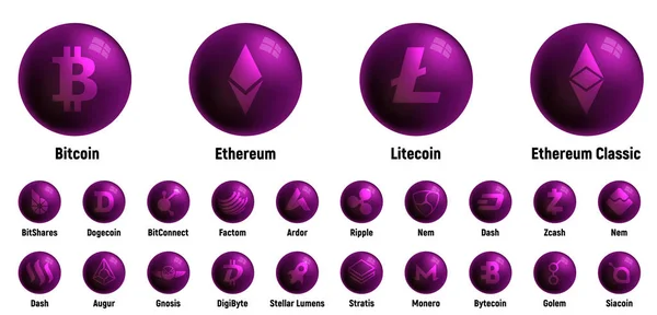Gran conjunto de iconos de logotipo cripto moneda — Vector de stock