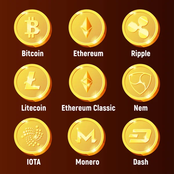 Moeda cripto moedas logotipo dourado —  Vetores de Stock