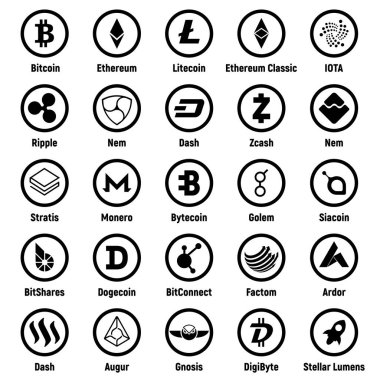 Büyük cripto para birimi logo sikkeleri ayarla