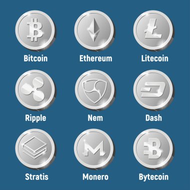 Cripto para birimi gümüş logosu paralar