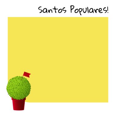 Portuguese festival yellow card with manjerico plant clipart