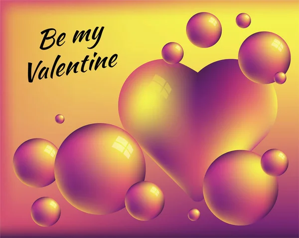 Sê o meu Valentine. Fundo abstrato colorido com coração e esferas brilhantes —  Vetores de Stock