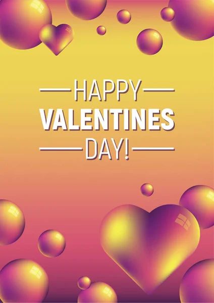 Aftelkalender voor Valentijnsdag verical kleurrijke abstracte achtergrond met hart en heldere bollen — Stockvector