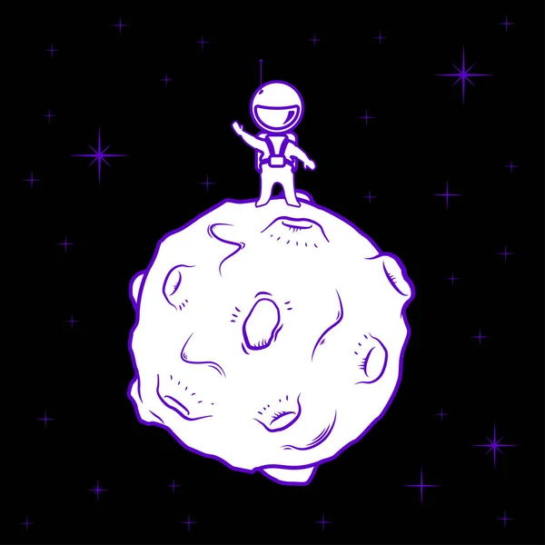 Sevimli çizgi spaceman aya