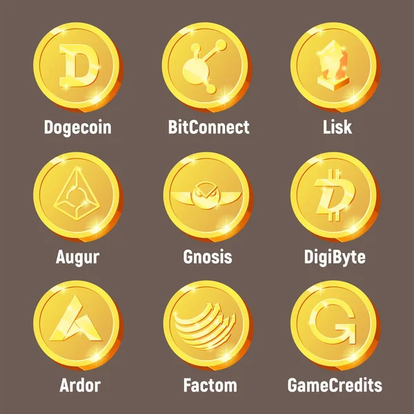Cripto monedas de oro logo monedas — Vector de stock