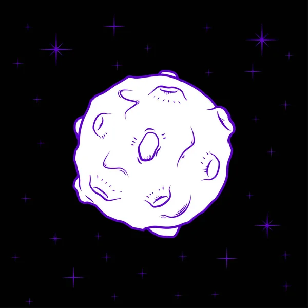 Linda luna llena de dibujos animados en el cielo oscuro . — Vector de stock