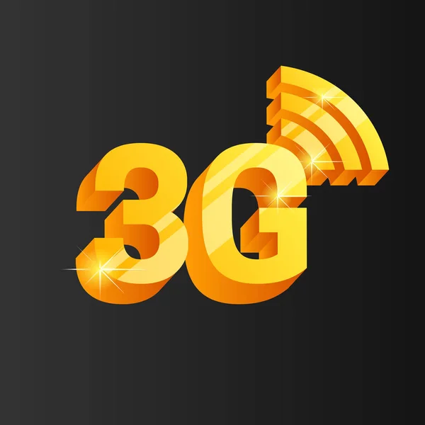 Golden 3G connection icon — Stock Vector