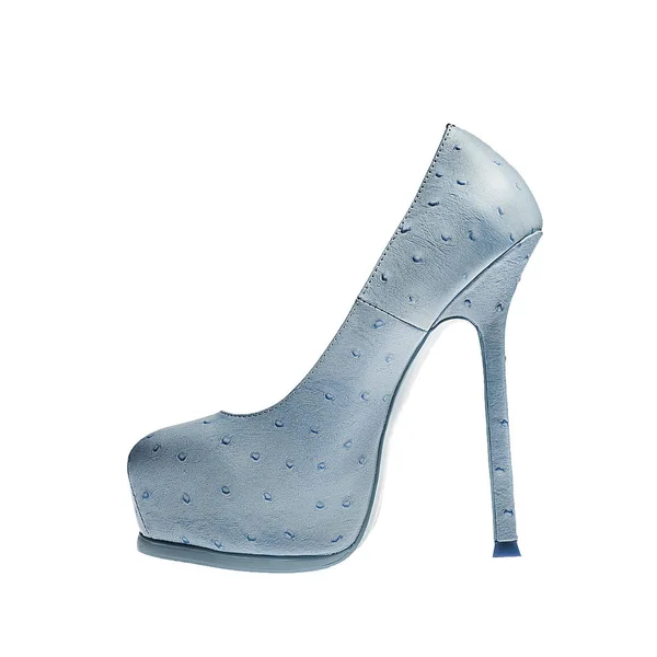 Θηλυκά Μπλε Παπούτσια Ψηλά Τακούνια — Φωτογραφία Αρχείου