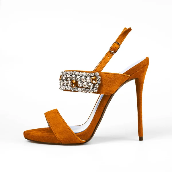 Chaussures Orange Femme Sur Blanc — Photo