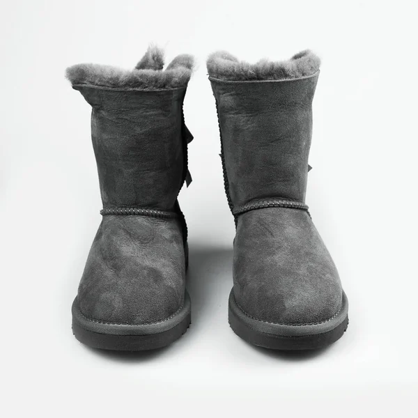 Winter Gray Boots White — Stock Photo, Image