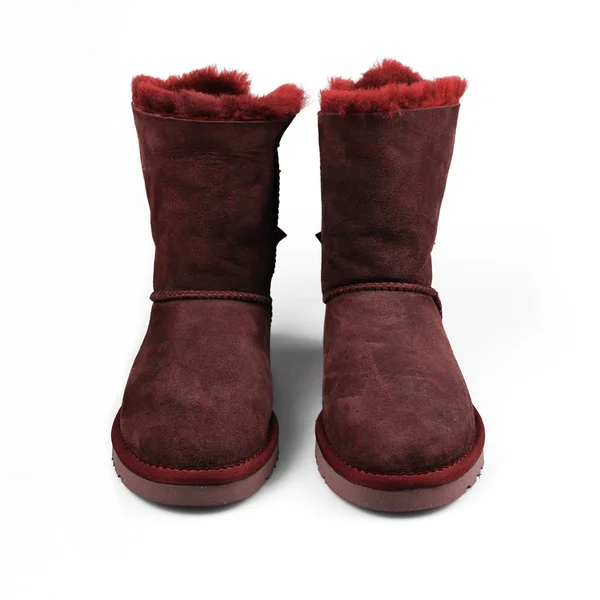 Bottes Rouges Hiver Sur Blanc — Photo