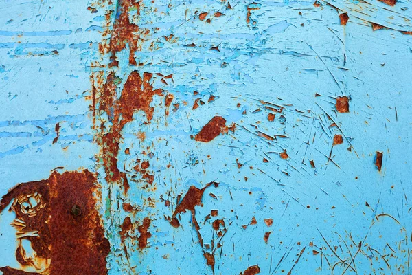 Fundo Abstrato Azul Superfície Metálica Enferrujada Com Tinta Azul Descamação — Fotografia de Stock