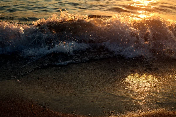 Закат Прекрасный Закат Черного Моря Золотой Морской Закат Морские Волны — стоковое фото