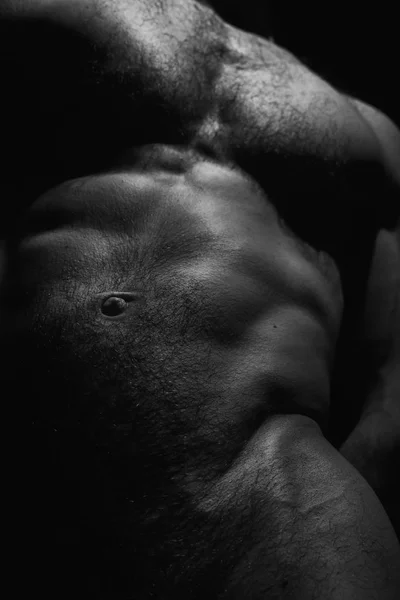 black and white photo of sexy male body