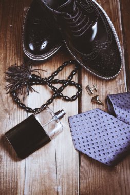 Erkekler için aksesuarlar. Üstten görünüm