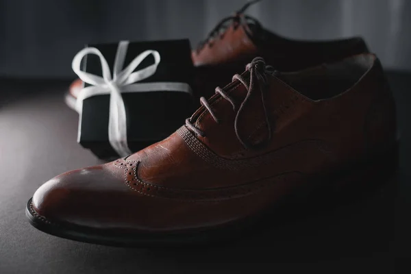 Dia Pai Sapatos Masculinos Caixas Presente — Fotografia de Stock