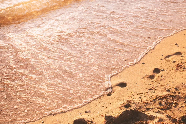 Fotspår Stranden Sanden — Stockfoto