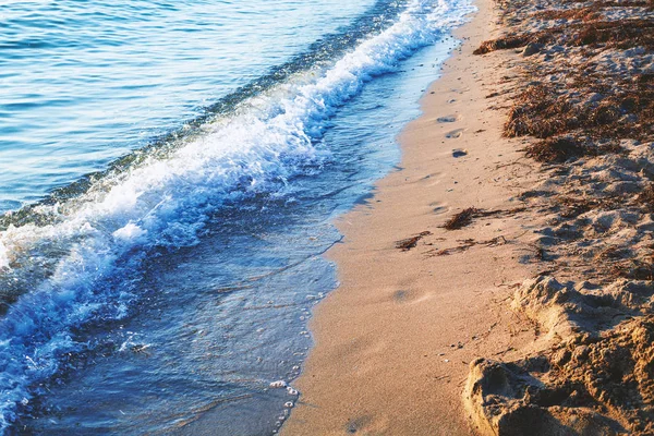 Оранжевый Закат Морем Пляжным Песком — стоковое фото