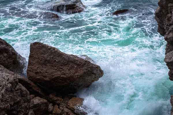 Mare Tempestoso Onde Bel Paesaggio Marino Grande Marea Potente Azione — Foto Stock