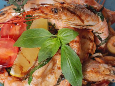 closeup ızgara Kral karides