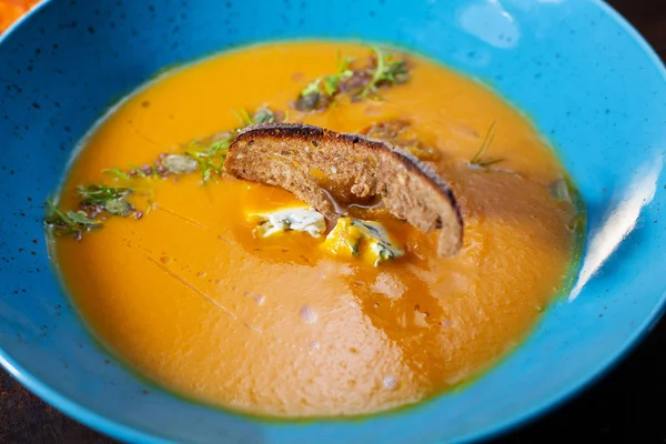 Sopa Calabaza Zanahoria Con Queso — Foto de Stock