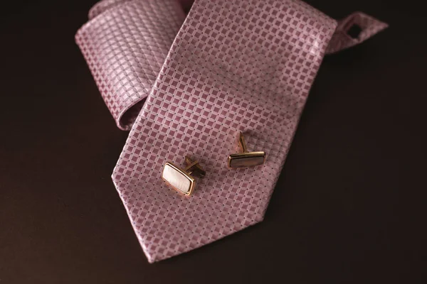 Férfi Tartozékok Nyakkendő Mandzsettagombok — Stock Fotó