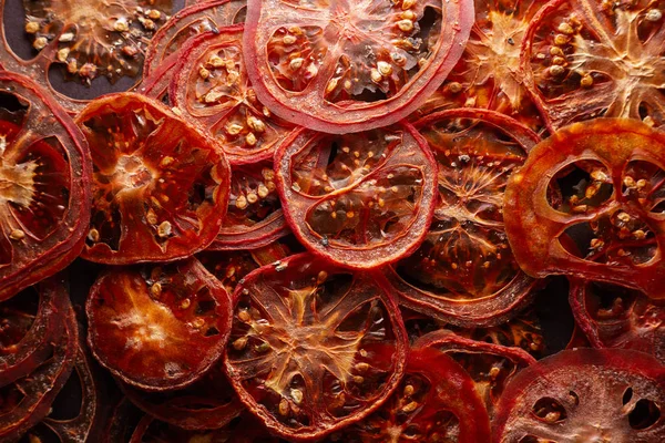 Gedroogde Tomaat Chips Krokante Gedroogde Tomaat Plakjes — Stockfoto