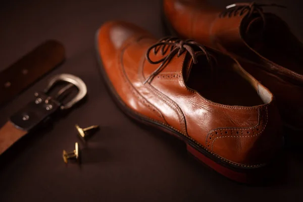 Chaussures Ceintures Boutons Manchette Pour Hommes — Photo