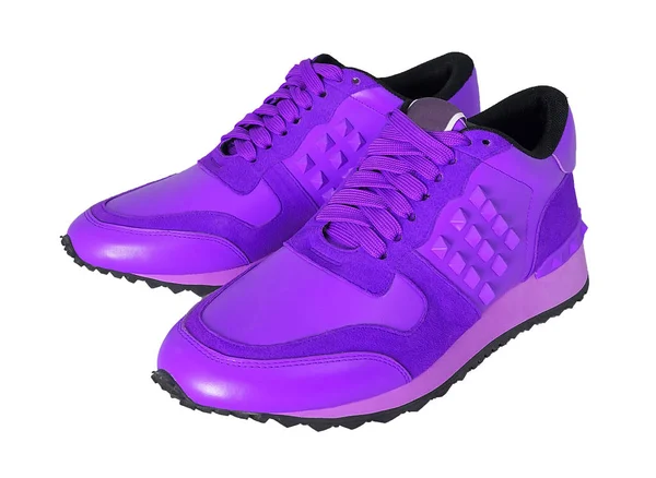 Sepatu kets ungu dengan latar belakang putih — Stok Foto