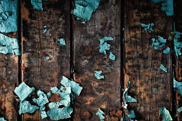 Vieille texture de bois avec peeling douleur bleue — Photo