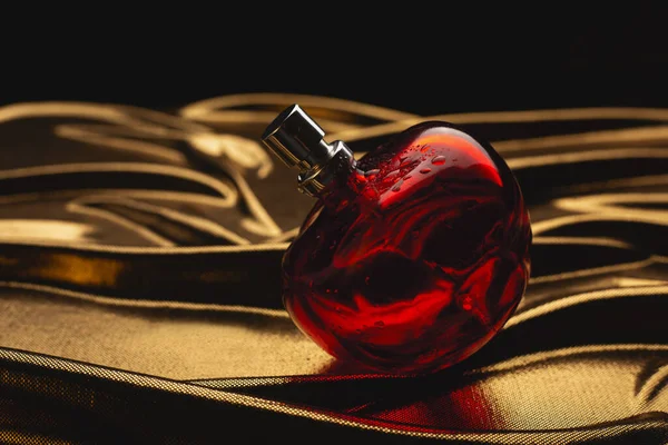 Perfume Das Mulheres Fundo Tecido Ouro — Fotografia de Stock