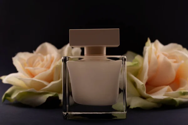 Parfum Roses Sur Fond Sombre — Photo