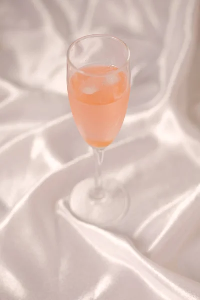 Glass Pink Champagne Luxury Fabric — Stock Photo, Image