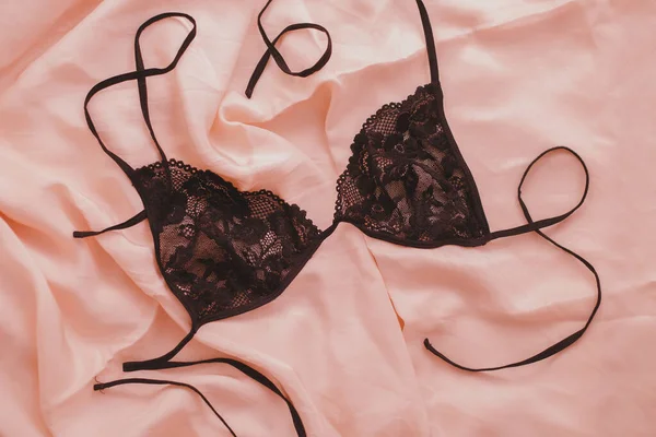 Reggiseno Nero Tessuto Rosa — Foto Stock