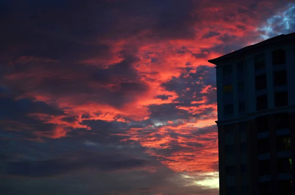 Gün batımında siluetler manzara.