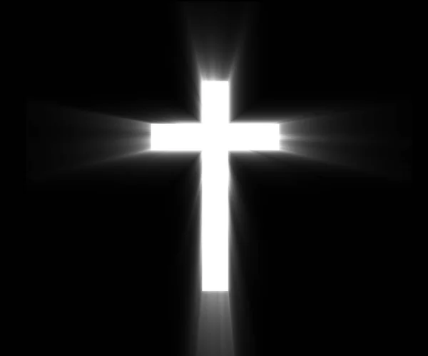 Religioush Cross Sun Rays Shine Dark Background Illustration — Stock Photo, Image