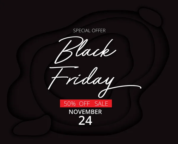 Papel vetorial corte arte estilo ilustração de Black Friday venda promoção banner —  Vetores de Stock