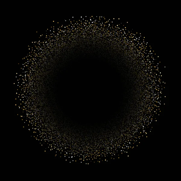 Goldener Konfetti Kreisrahmen Oder Glänzende Glitzerpartikel Hintergrund Vector Gold Dots — Stockvektor