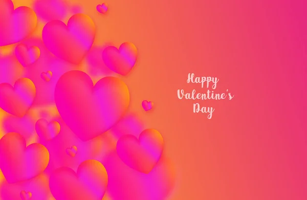 Pink Heart Colorful Neon Figures Valentine Day Greeting Banner Copyspace — Stock Vector