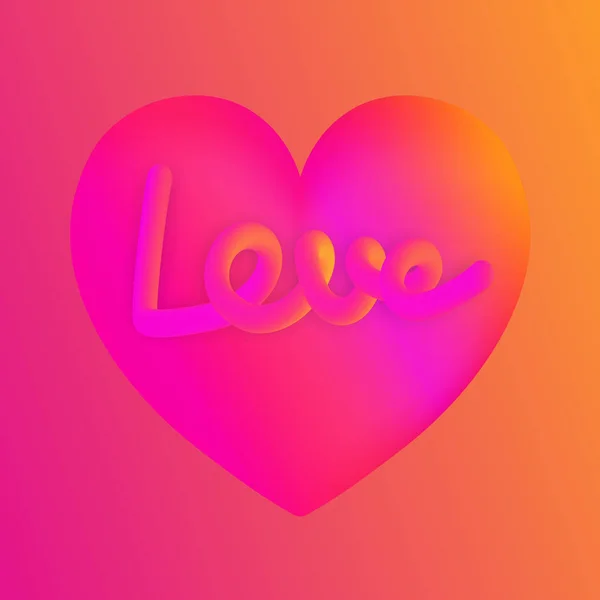Liebe Schriftzug Auf Rosa Herz Bunte Neon Figuren Valentinstag Gruß — Stockvektor