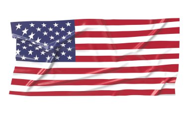 Beyaz arkaplanda kırpma yolu ile izole edilmiş Usa bayrağı 3d görüntüleme 