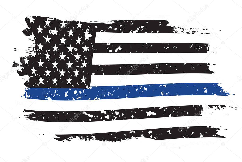 An American flag symbolic of support for law enforcement,grunge usa flag vector.