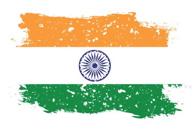 Hindistan bayrağı. Beyaz arkaplanda vektör illüstrasyonu. Güzel fırça darbeleri. Soyut kavram. Tasarım için elementler