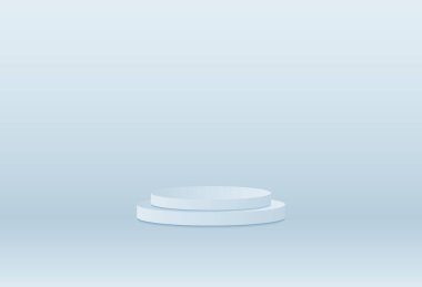 3d mavi pastel silindir podyum minimum stüdyo arka planı. Soyut 3d geometrik şekil nesne illüstrasyon görüntüleme 