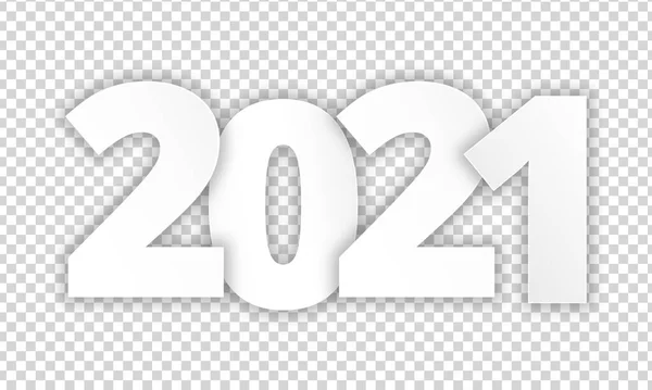 2021 Szczęśliwego Nowego Roku Biały Papier Cięty Przezroczystym Tle Sezonowe — Wektor stockowy