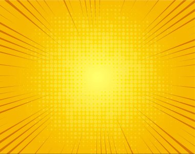 Pop Art Yellow çizgi roman dergisi kapağı. Çizgi film komik retro desenli striptiz maketi. Vektör yarım ton illüstrasyonu.